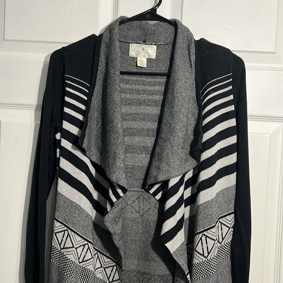 Ruby Moon Women’s Open Front Cardigan/Duster Black Gray, White - Size Medium - Picture 2 of 7